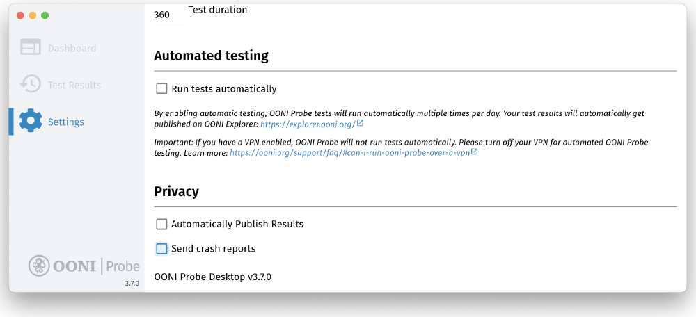 Privacy settings disabled Privacy settings disabled